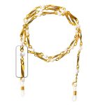 40351 Цепочка для очков M083 золотистый, жемчужно-белый